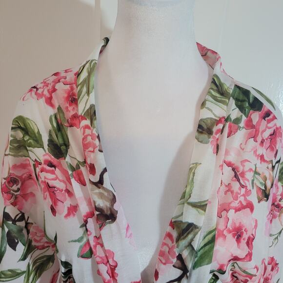 Show Me Your Mumu Size OS Brie Robe Floral Pink Rose Tie 100% Polyester - Picture 6 of 13